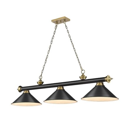 Z-LITE Cordon 3 Light Billiard, Matte Black & Rubbed Brass 2306-3MB-RB-MB15